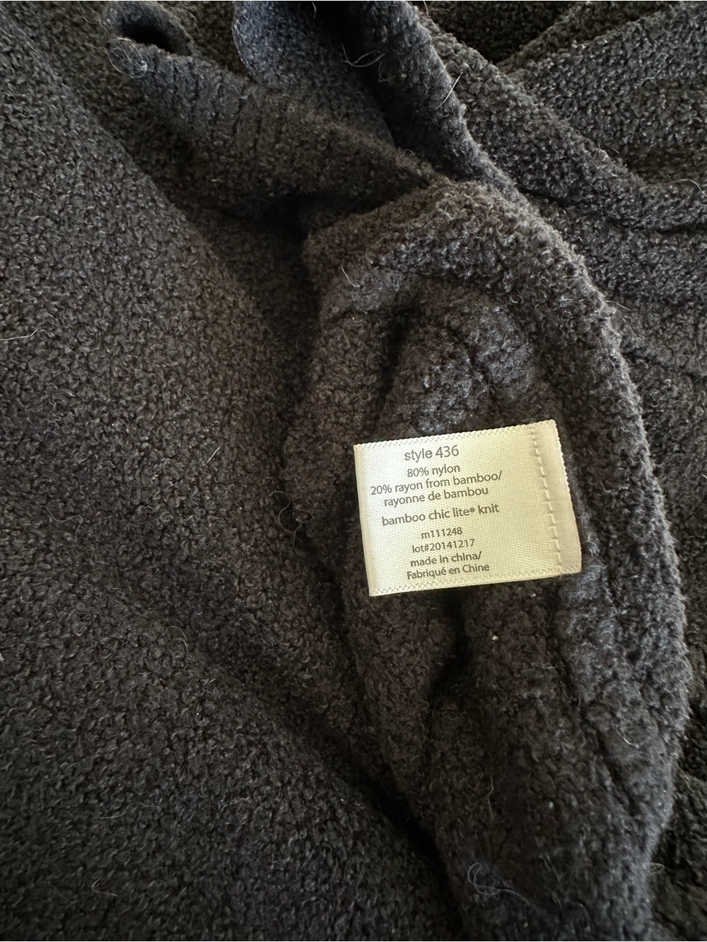 Barefoot Dreams Bamboo Women's Open-Front Drape Cardigan Sweater - Black S/M - Picture 6 of 6